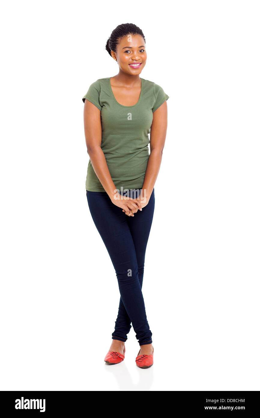 portrait of beautiful African American woman on white background Stock ...