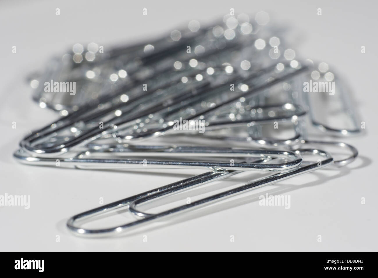 Paper clips in a pile close up Stock Photo