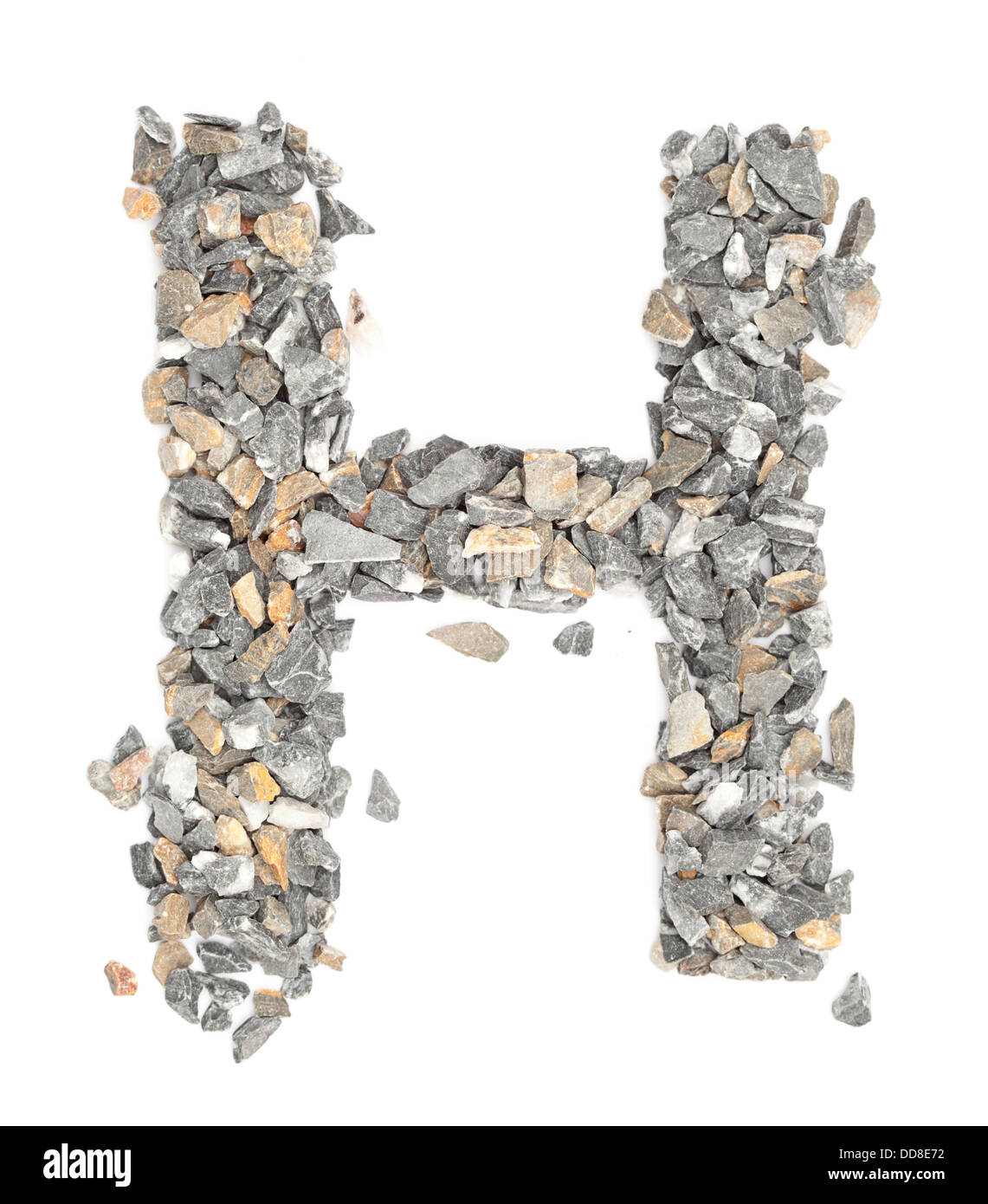 H - alphabet made form stone on white. Stock Photo