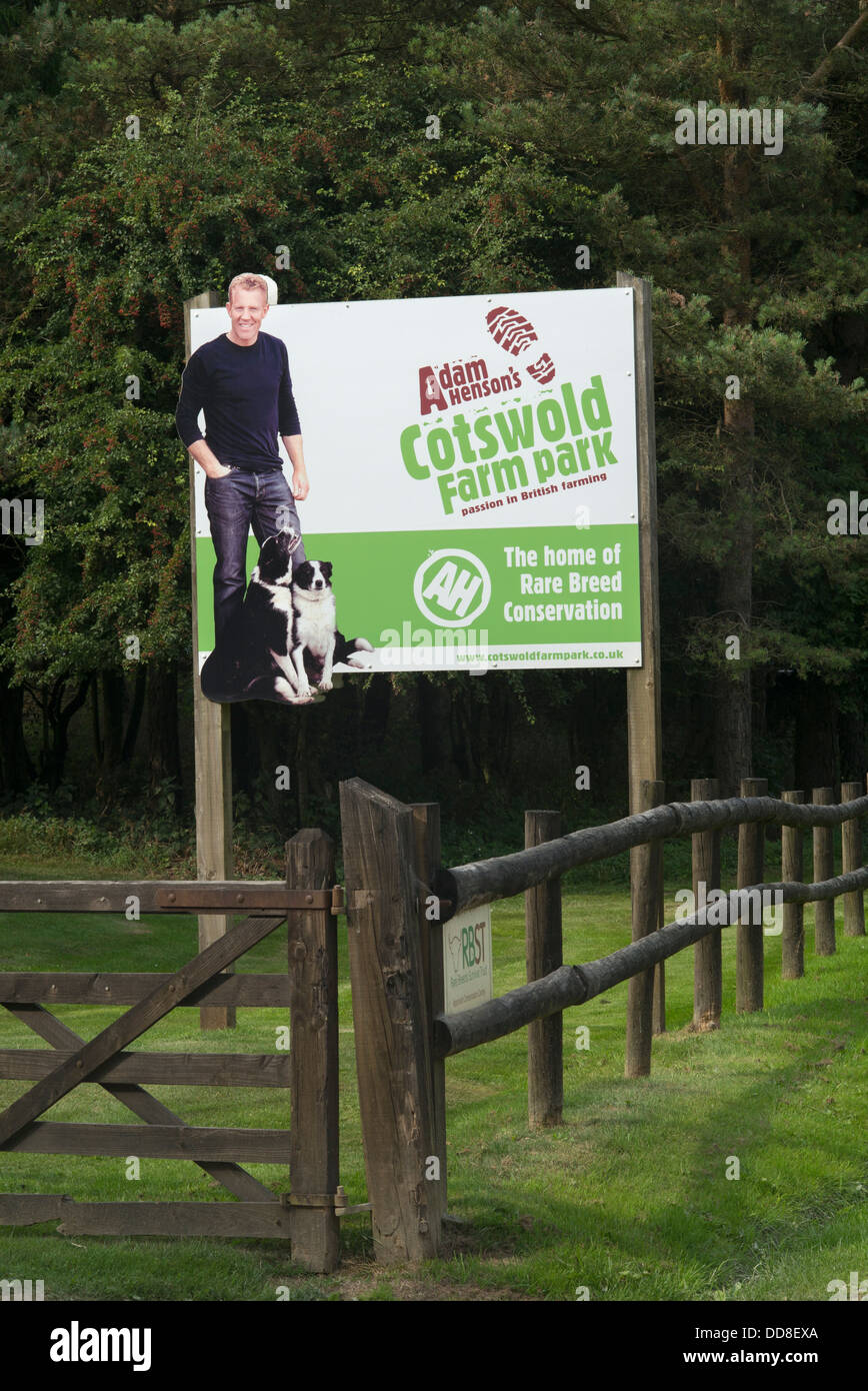 Adam Hensons Cotswolds Farm Park sign. Guiting power, Gloucestershire