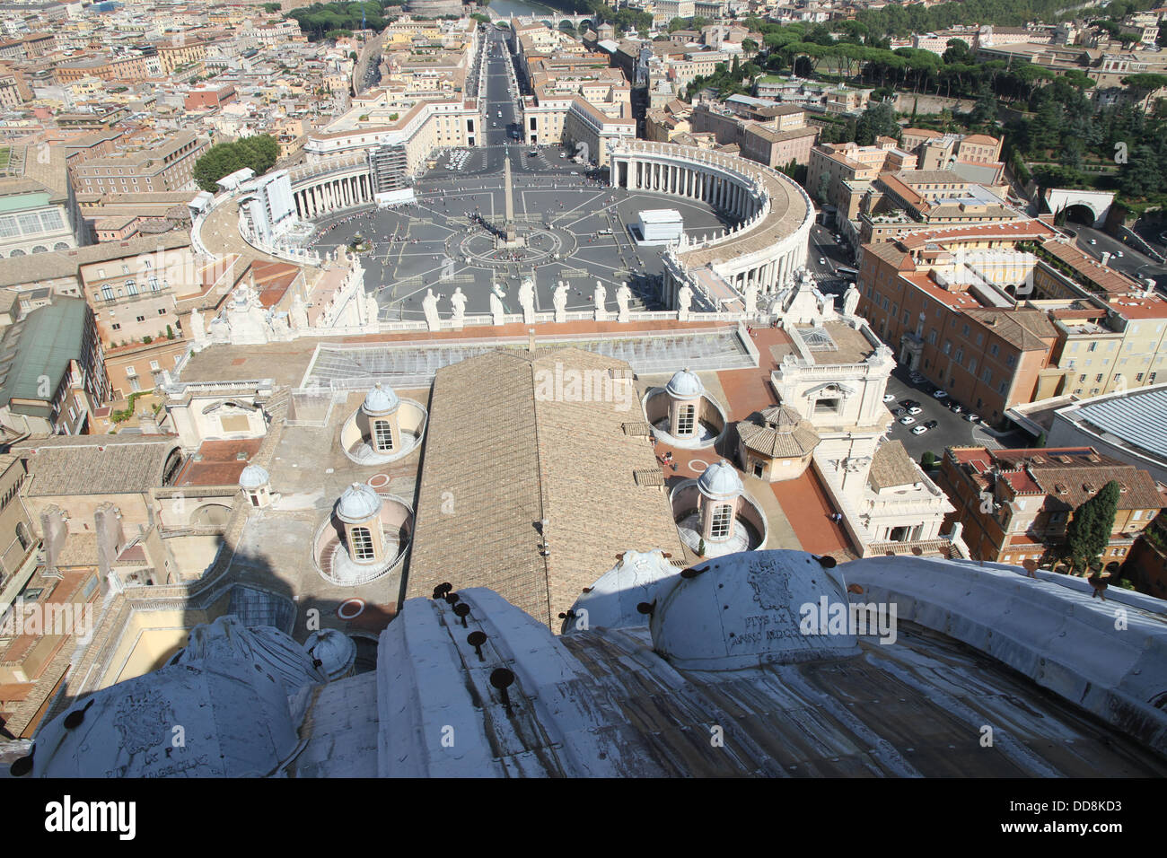 panoramic view of the city of Rome from above the dome of the Church of ...