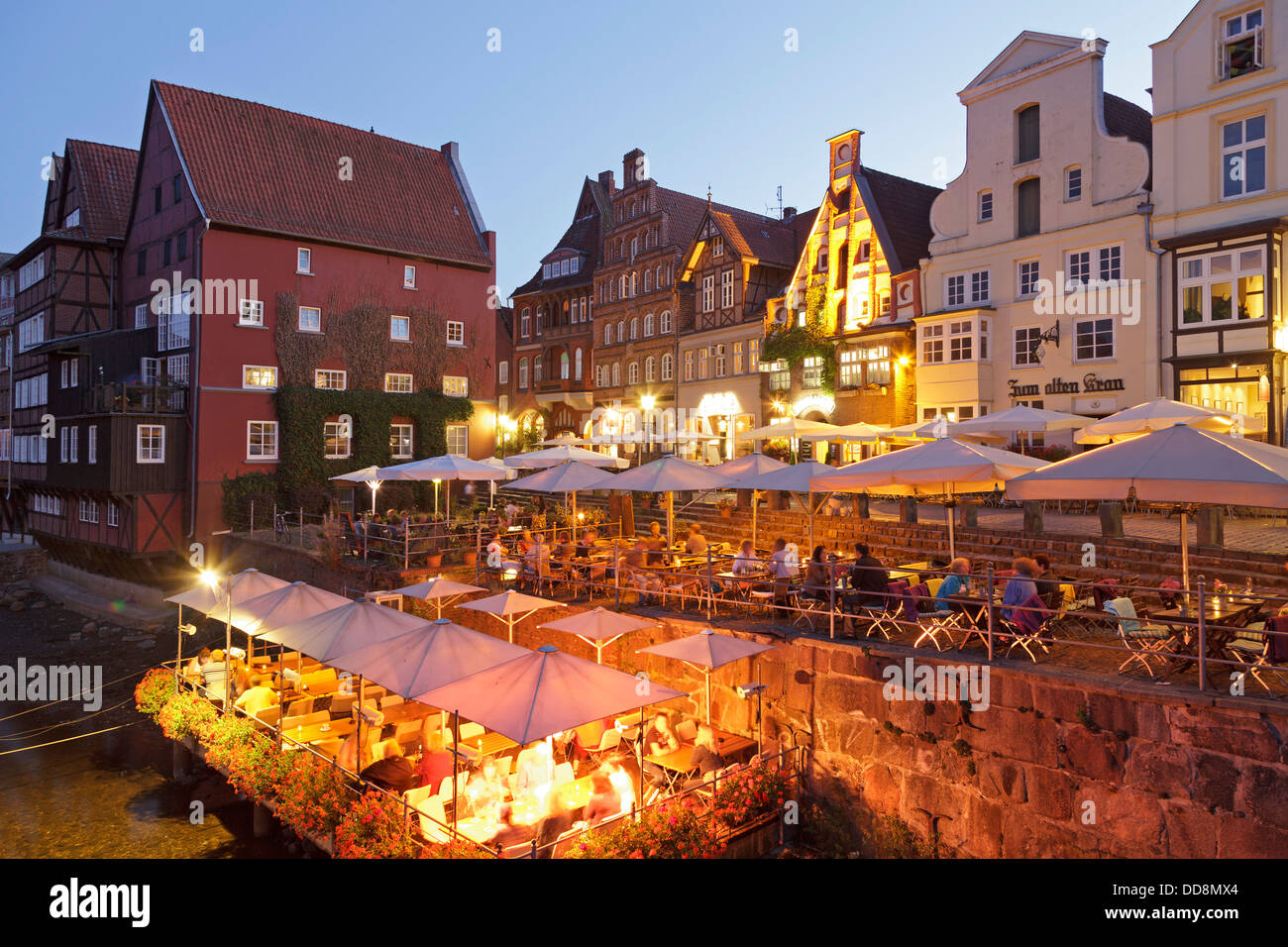 evening photo, old town, Lueneburg, Lower Saxony, Germany Stock Photo