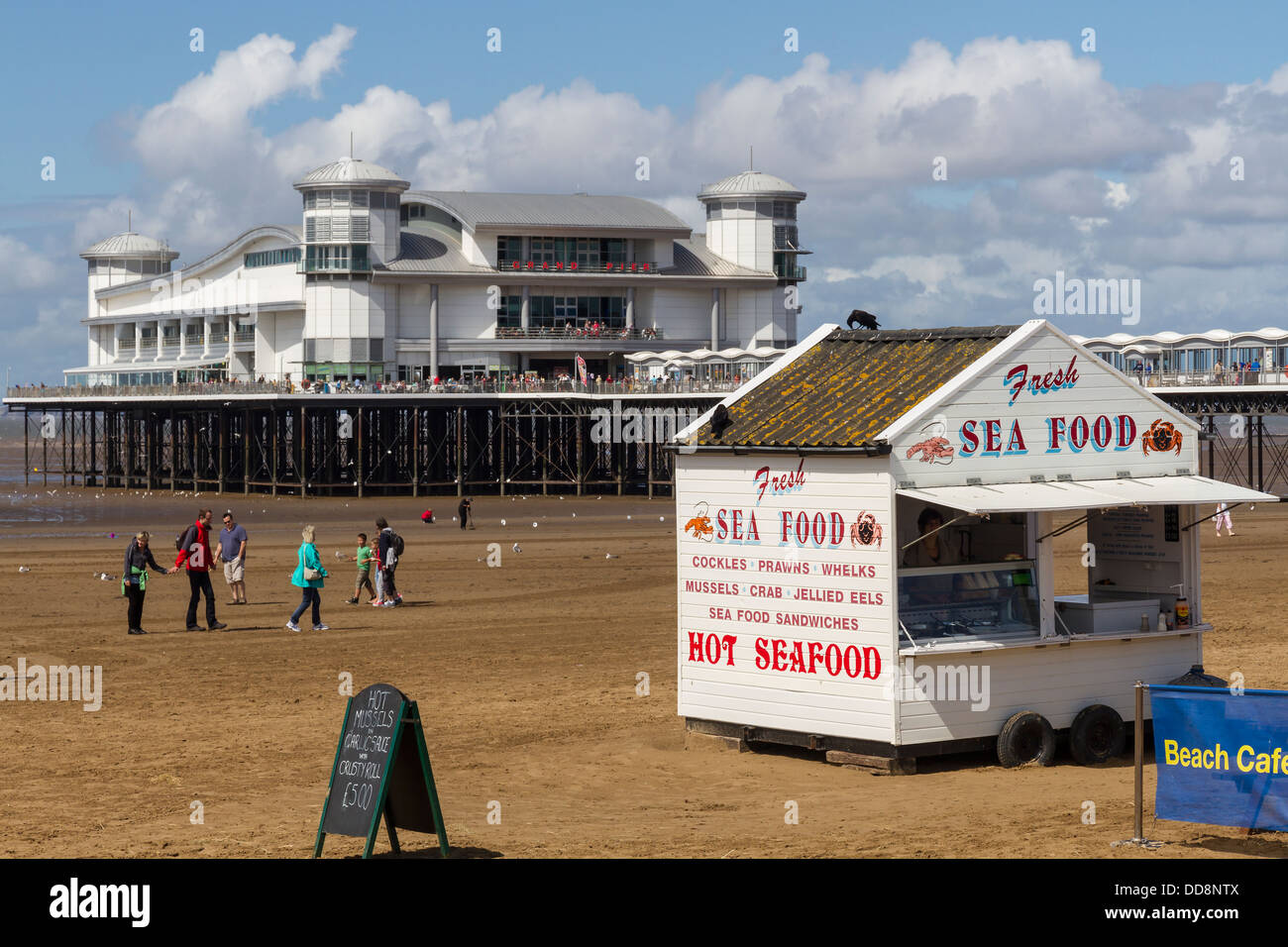 England Somerset, Weston-super-Mare, Grand Pier & beach Stock Photo