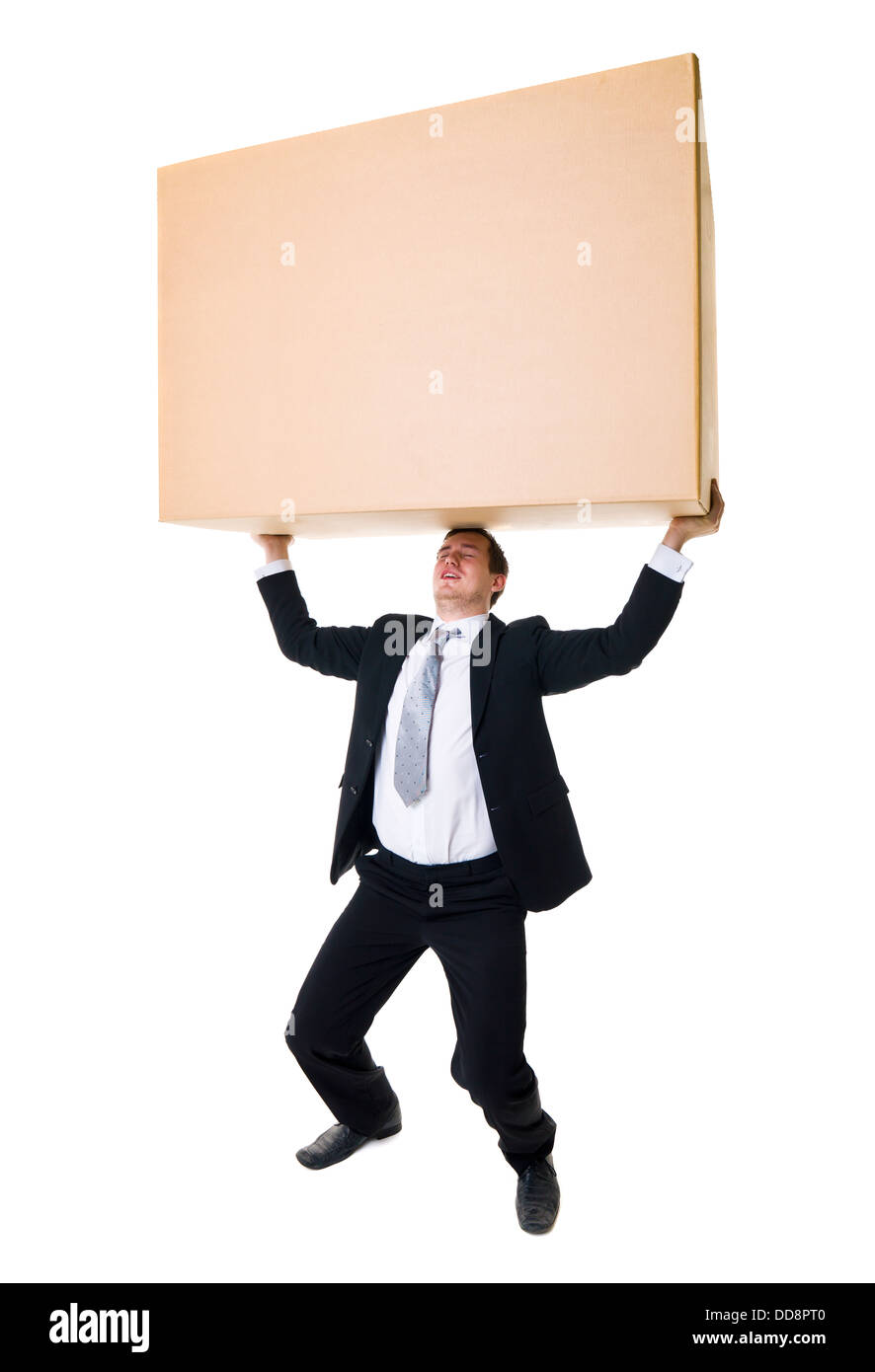 Carrying a heavy Box Stock Photo