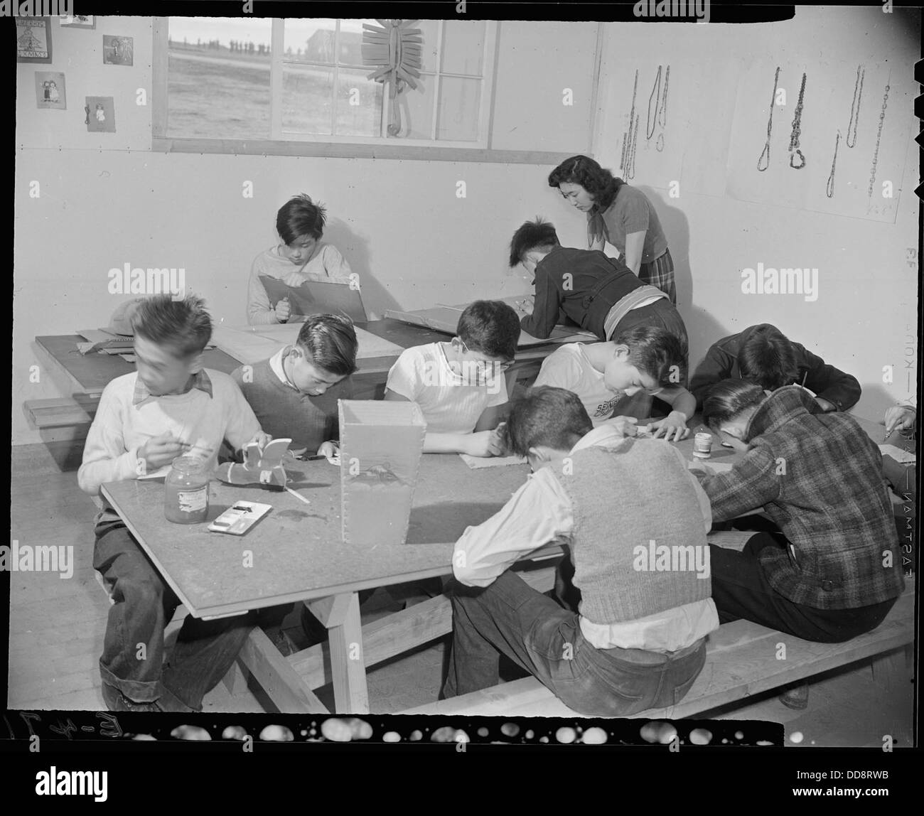 Granada Relocation Center, Amache, Colorado. A Junior High School class