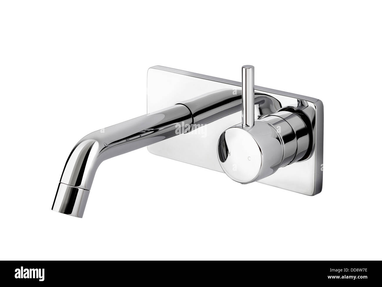 Beautiful modern designed of chrome faucet for hot and cold water Stock Photo