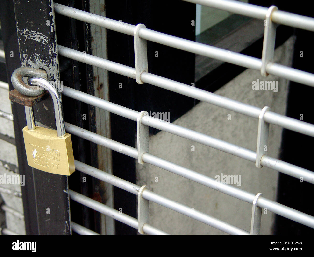 Padlock security lock grill grille hires stock photography and images