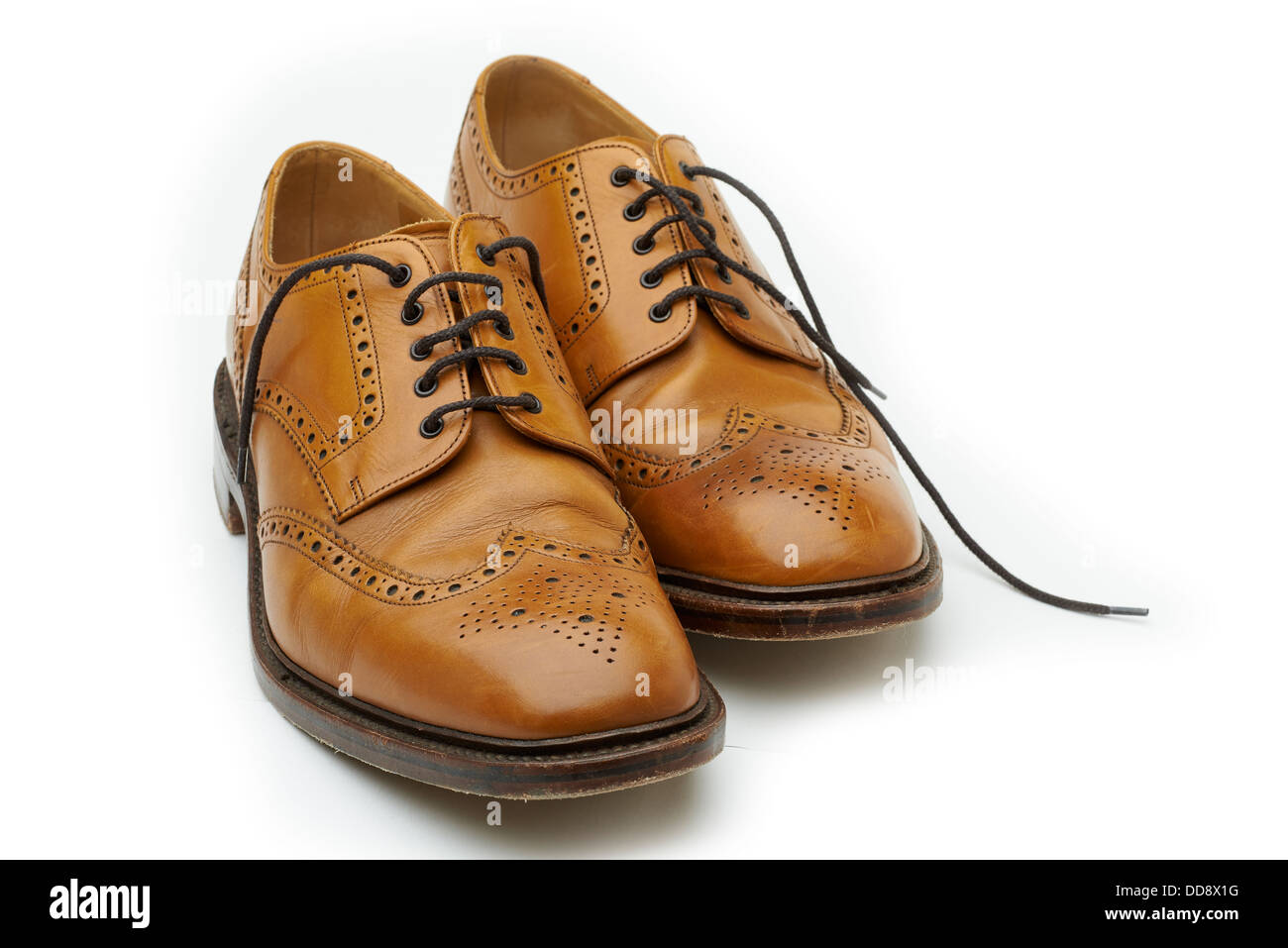 Loake shoes Brogues tan Classic english shoe style best quality leather  history 1880 old design cut out studio Stock Photo - Alamy