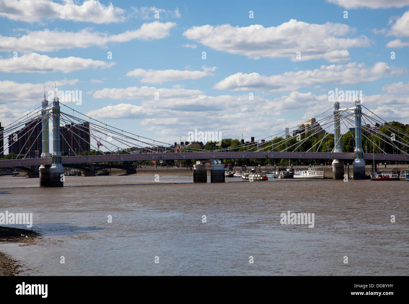 Albert Bridge Viewed from Battersea Park in London UK Stock Photo - Alamy