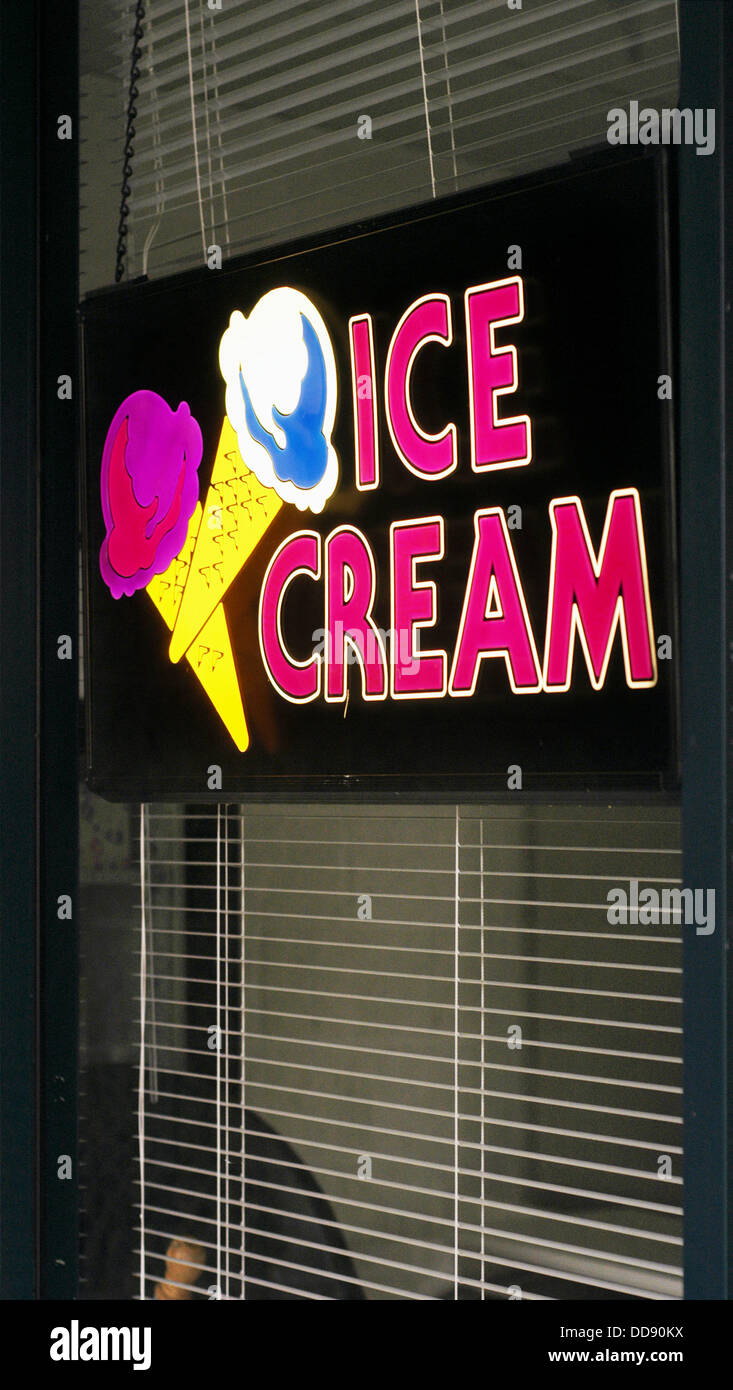 Neon ice cream sign. Pleasanton. California. USA Stock Photo Alamy