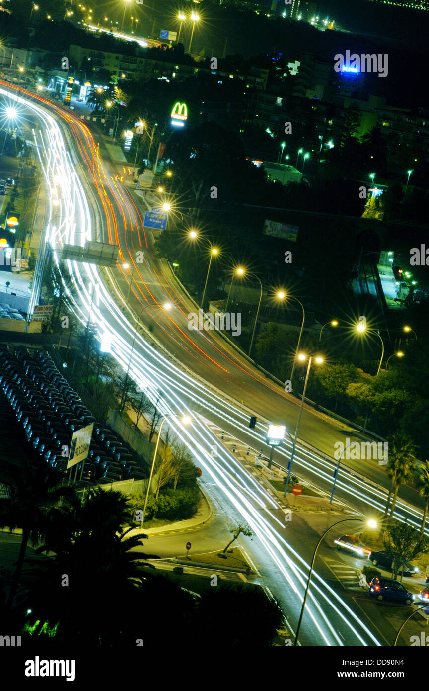 Freeway at night near Malaga. Spain Stock Photo Alamy