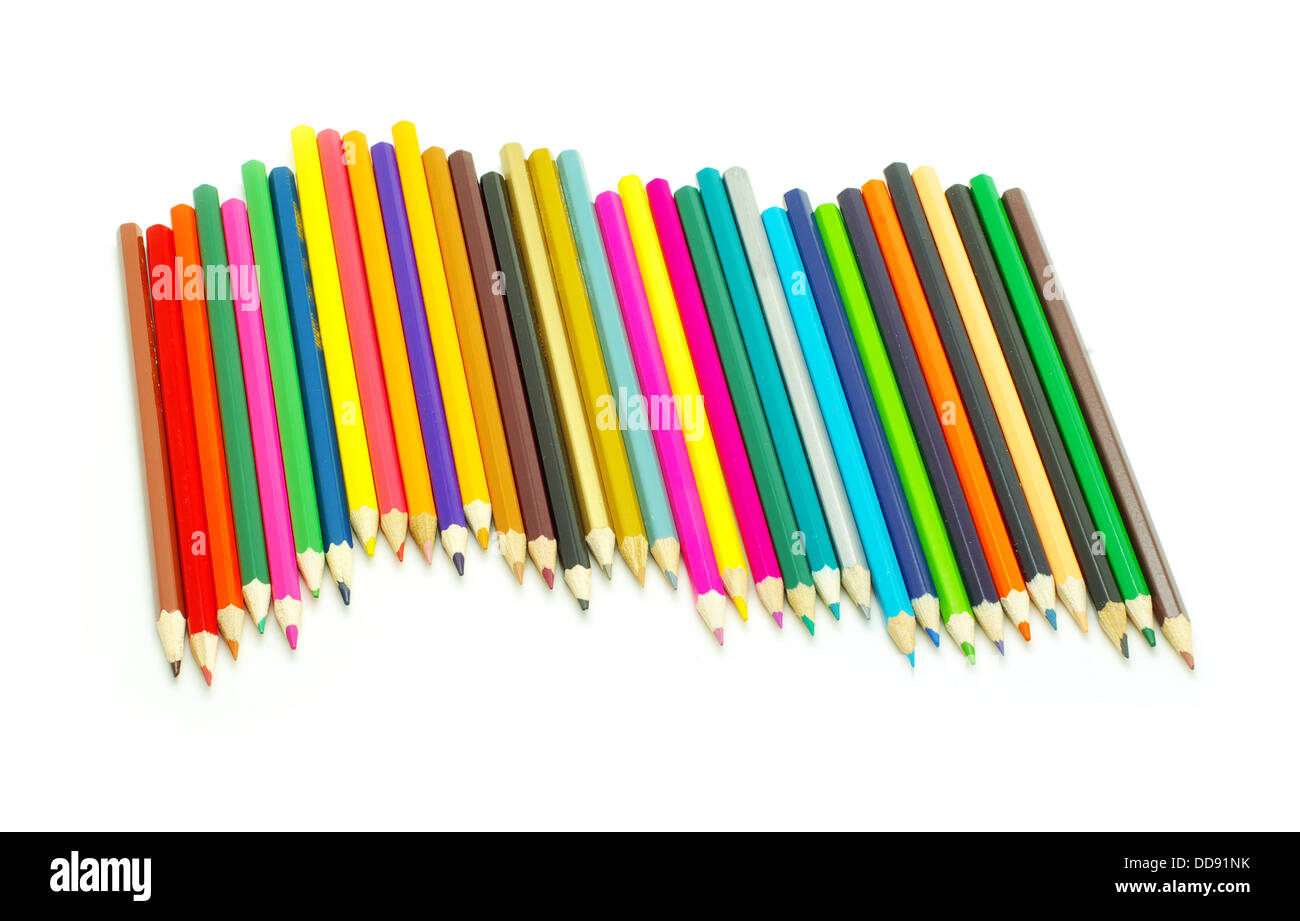 Colored pencils in rainbow order on white background. Pencils background.  Stock Photo by ©alinayudina 115816704