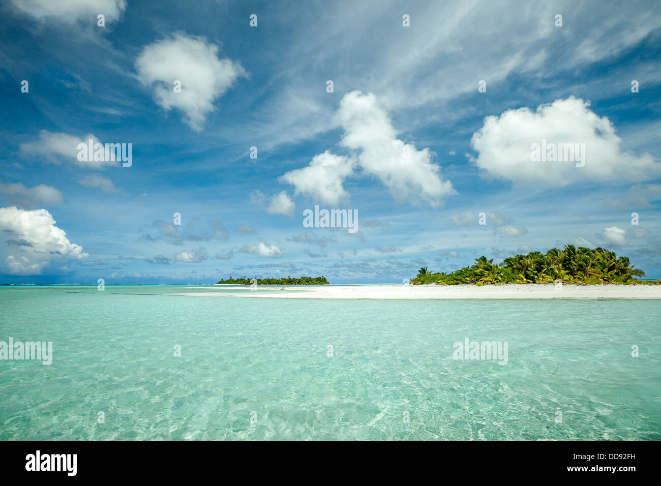 Cook Islands, Aitutaki island Lagoon, the white sandy beach of