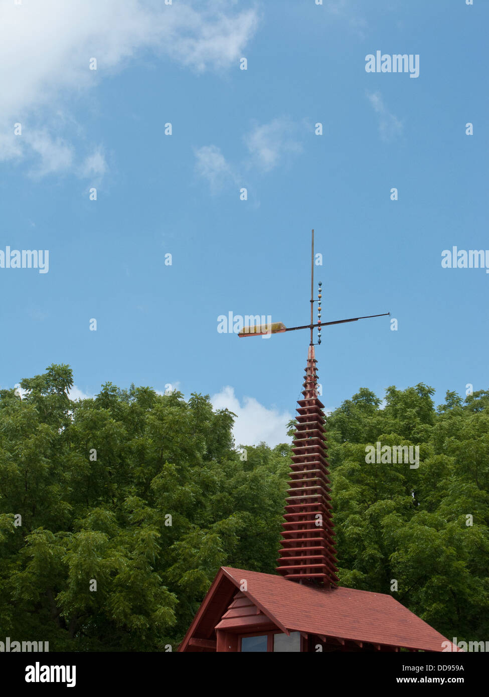 USA, Wisconsin, Spring Green, Frank Lloyd Wright compound, Taliesin, Midway Barn Weather Vane. Stock Photo