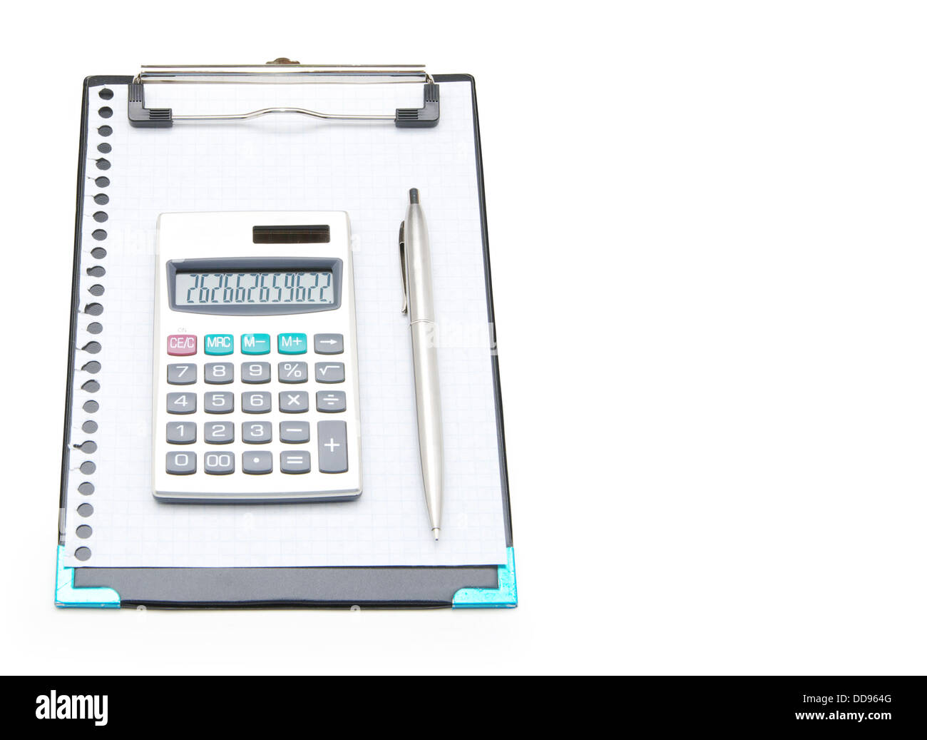 calculator on notebook Stock Photo Alamy
