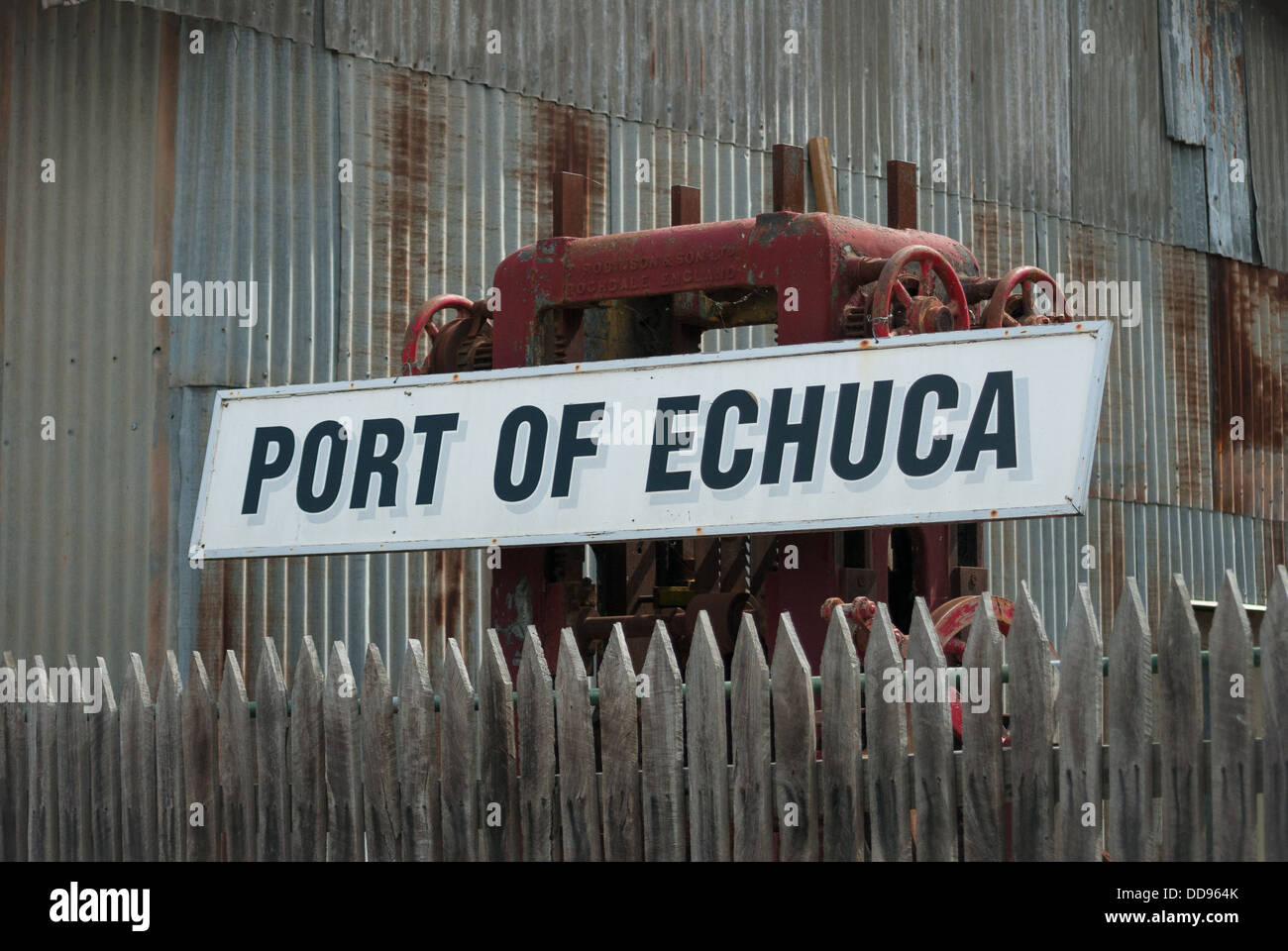 Port of Echuca sign Stock Photo