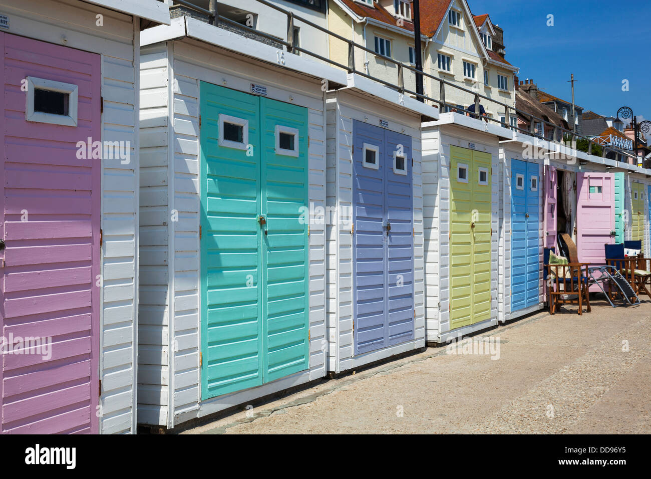 England, Dorset, Lyme Regis, Beach Huts Stock Photo Alamy