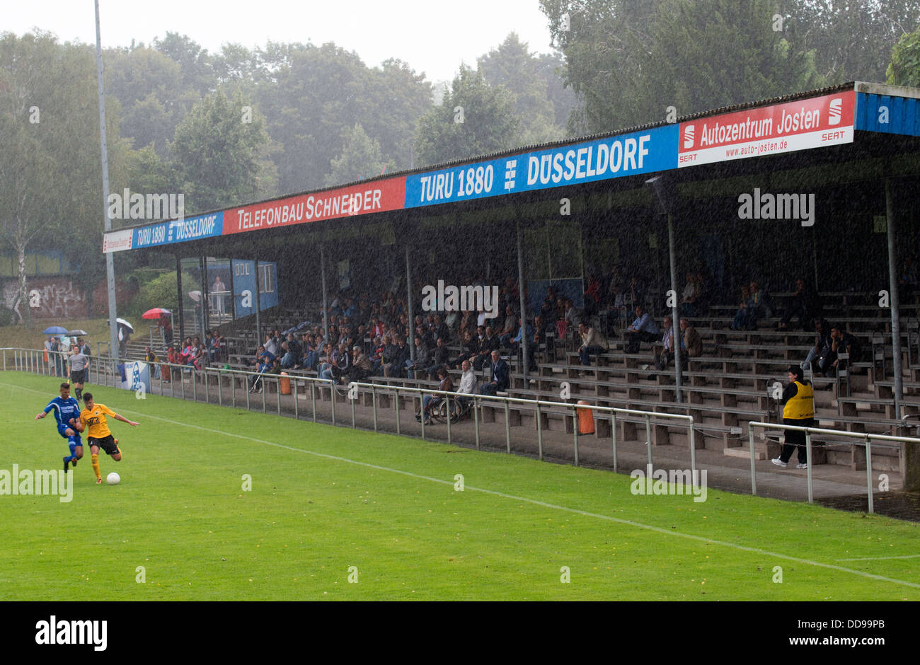 An Der Feuerbach Street stadium home of TuRU 1880 Dusseldorf football club (blue shirts) Stock Photo