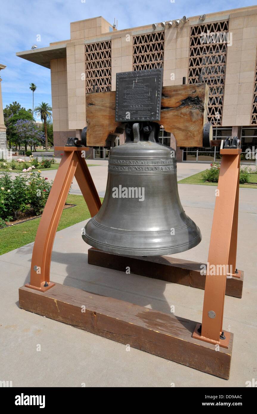 Liberty Bell replica at State Capitol Buildings Phoenix Arizona Stock Photo