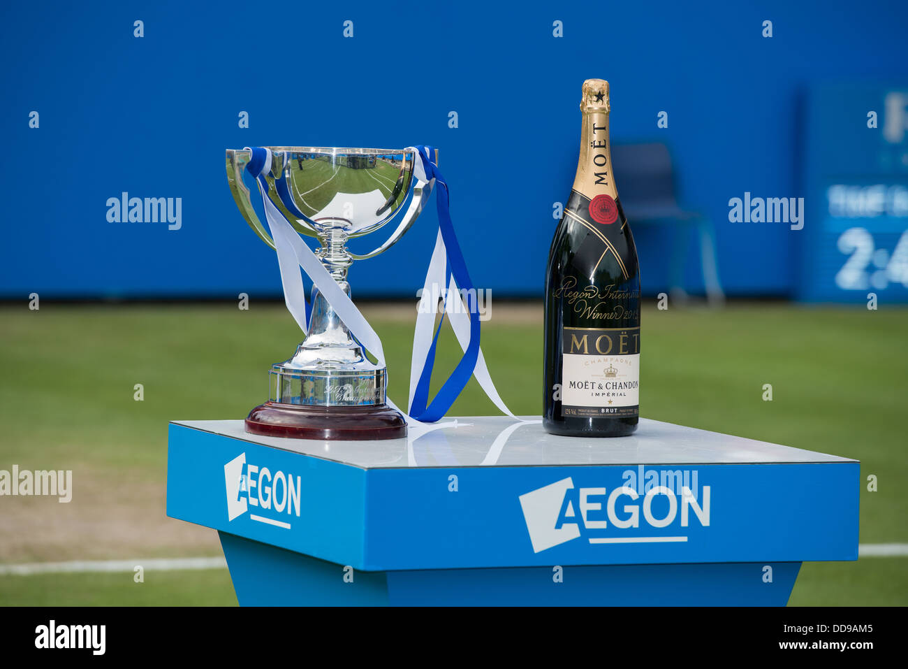 The mens trophy for the Aegon International 2013 tournament with a