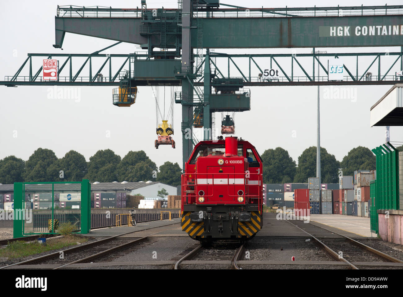 Railhead container terminal Stock Photo