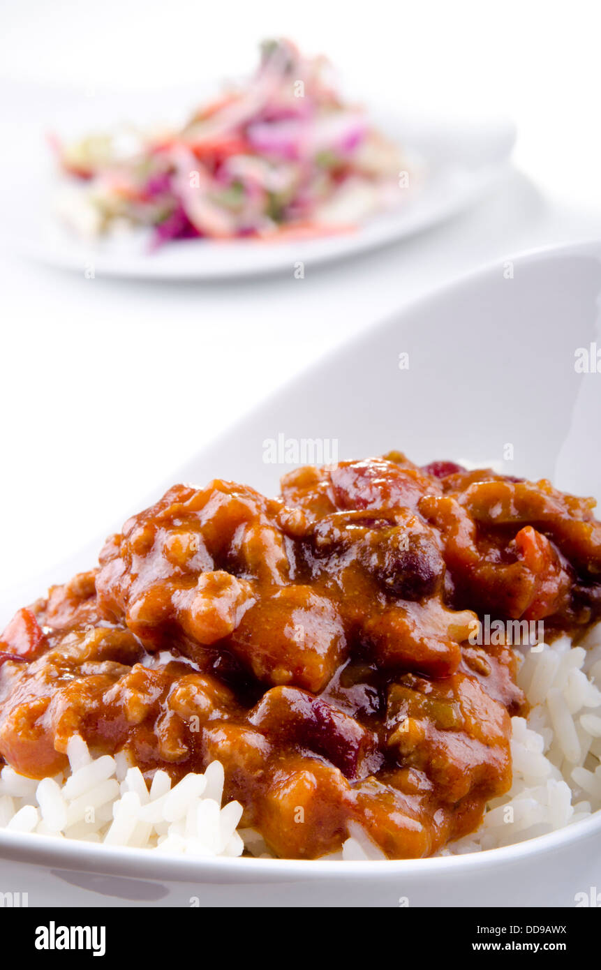 Chilli con carne with basmati rice Stock Photo - Alamy