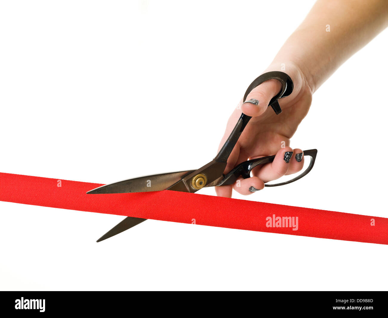 Cutting Red Ribbon Stock Photo - Alamy