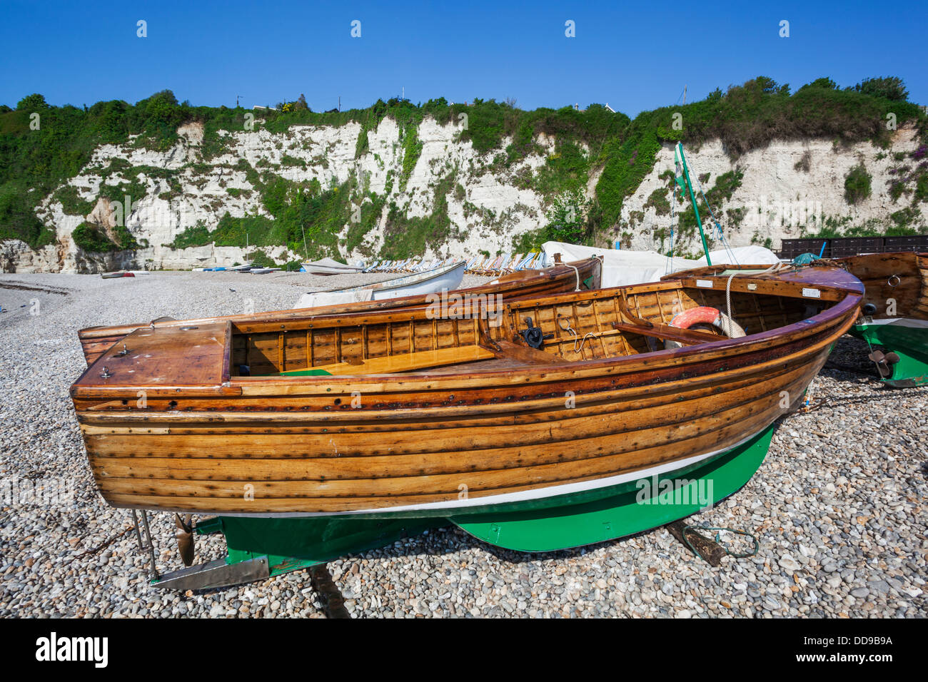 England, Devon, Beer, Rowing Boat on Beach Stock Photo Alamy