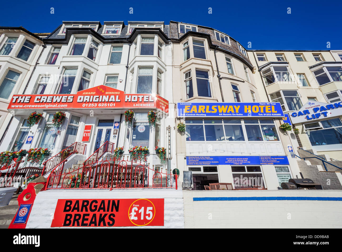 England, Lancashire, Blackpool, Seafront Guest Houses Stock Photo Alamy