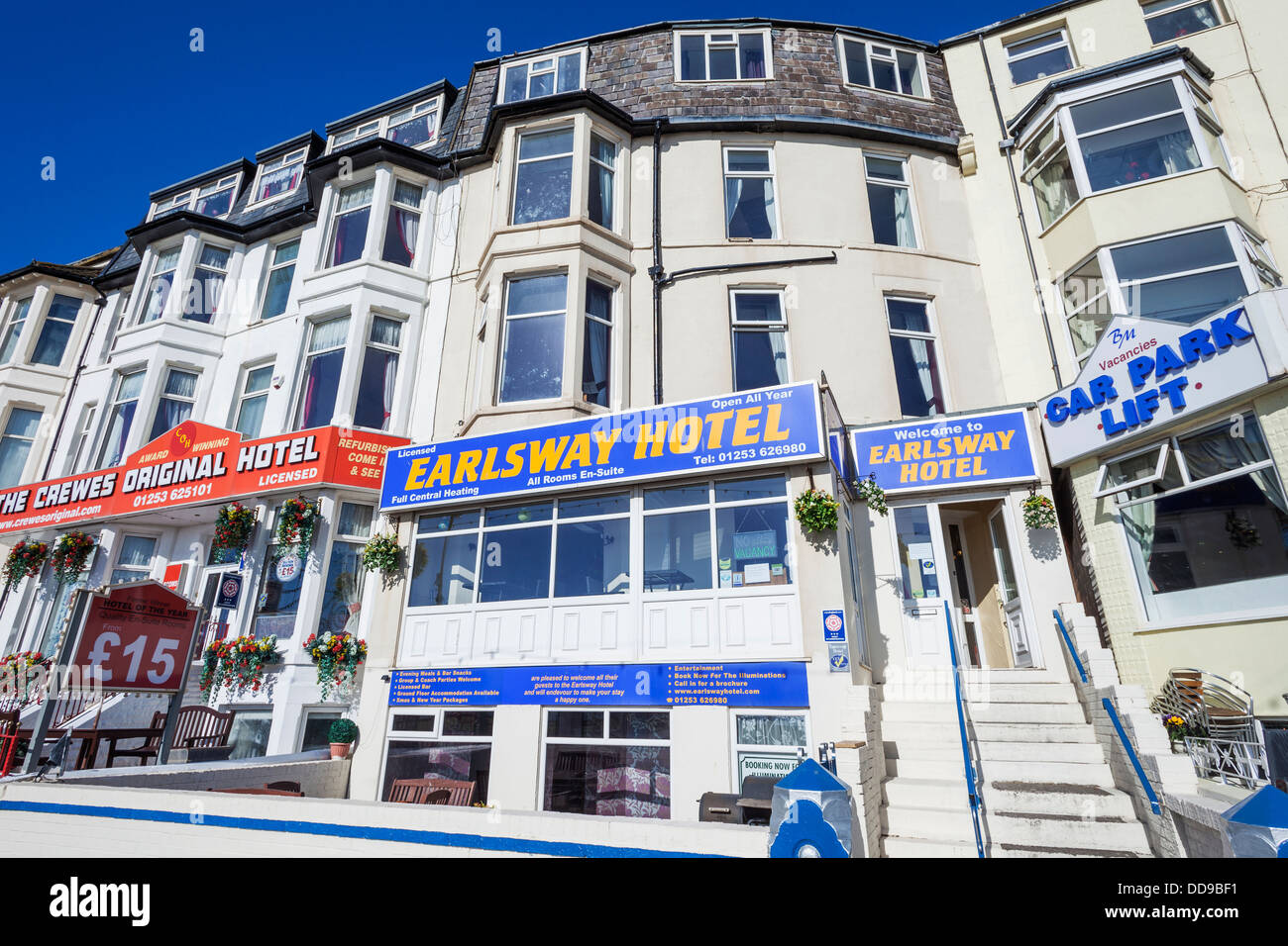 England, Lancashire, Blackpool, Seafront Guest Houses Stock Photo Alamy