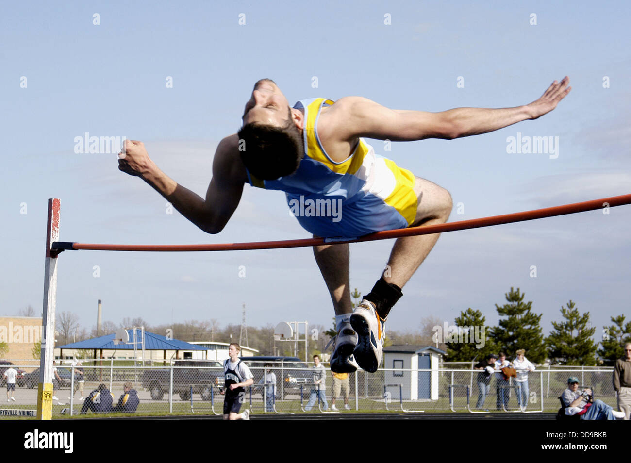 Male high school high jump contestants Stock Photo Alamy