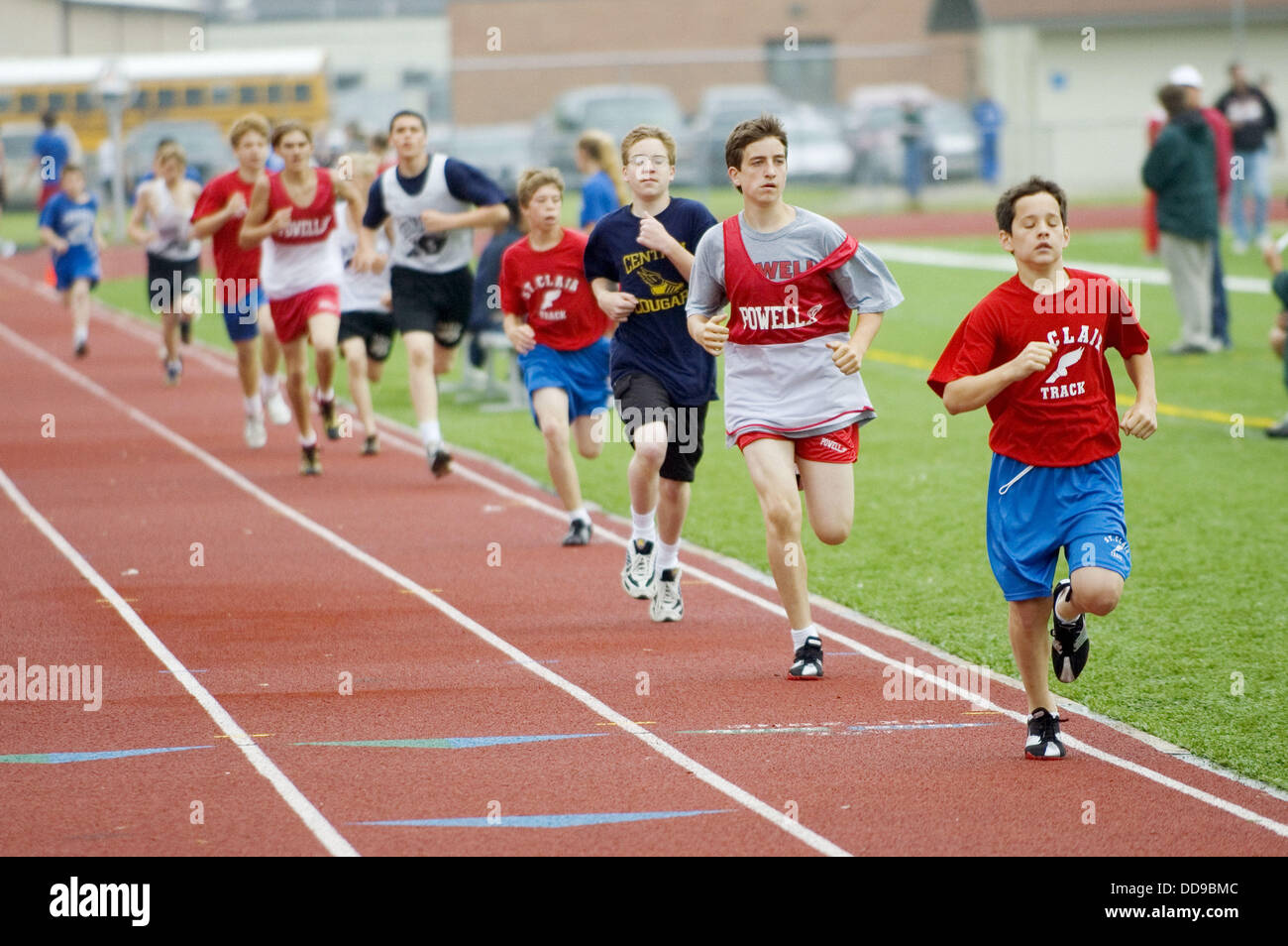 Middle school ages teens participate in track and field events Stock Photo Alamy