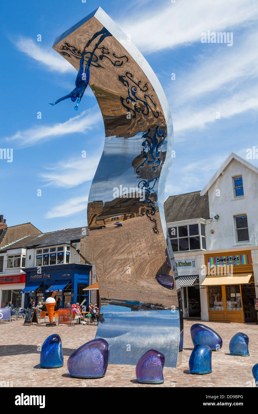 England, Lancashire, Blackpool, Sculpture of a Diver Stock Photo Alamy