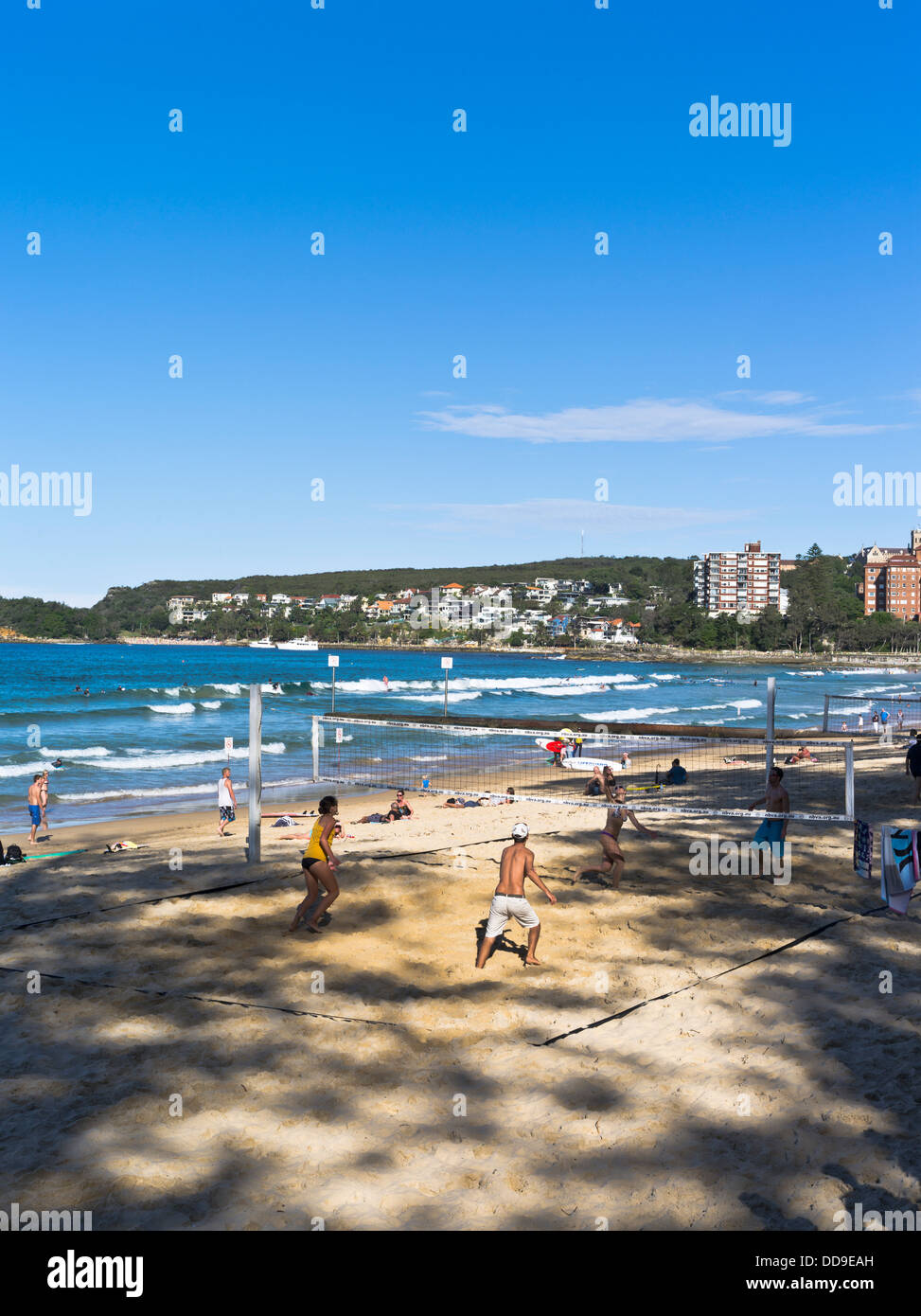 dh Manly Beach MANLY AUSTRALIA Austrailian beach people playing volleyball sydney Stock Photo