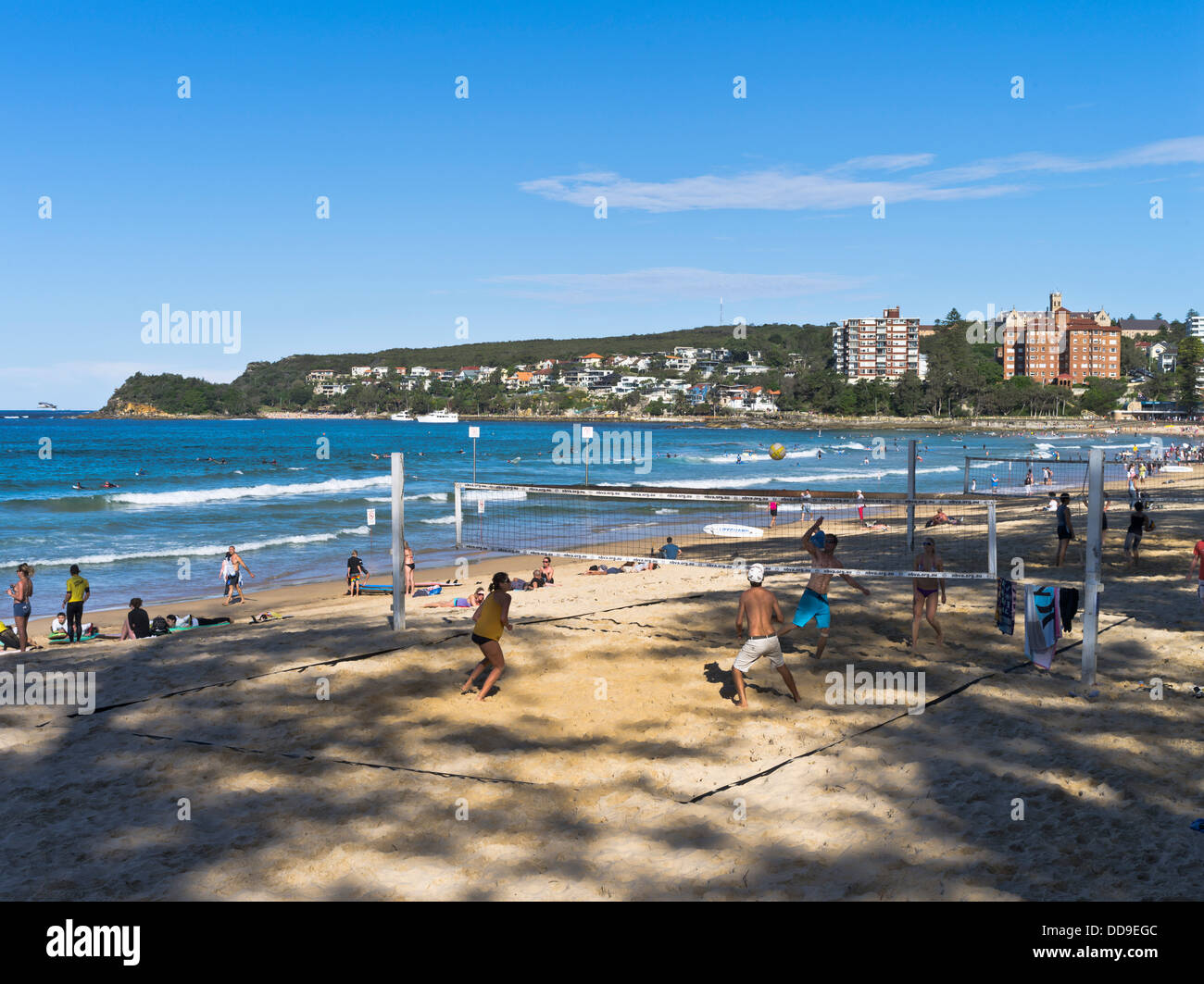 dh Manly Beach MANLY AUSTRALIA Austrailian beach people playing volleyball sydney Stock Photo
