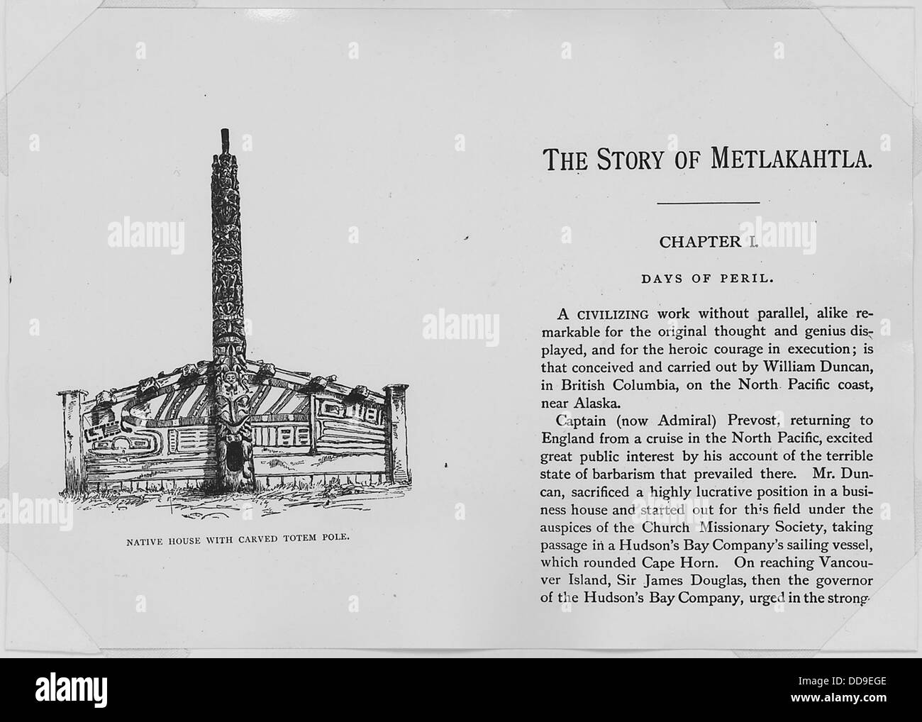 Henry S. Wellcome, The Story of Metlakahtla, 4th. edn., London and New York, 1887. Frontispiece and first page. - - 298062 Stock Photo