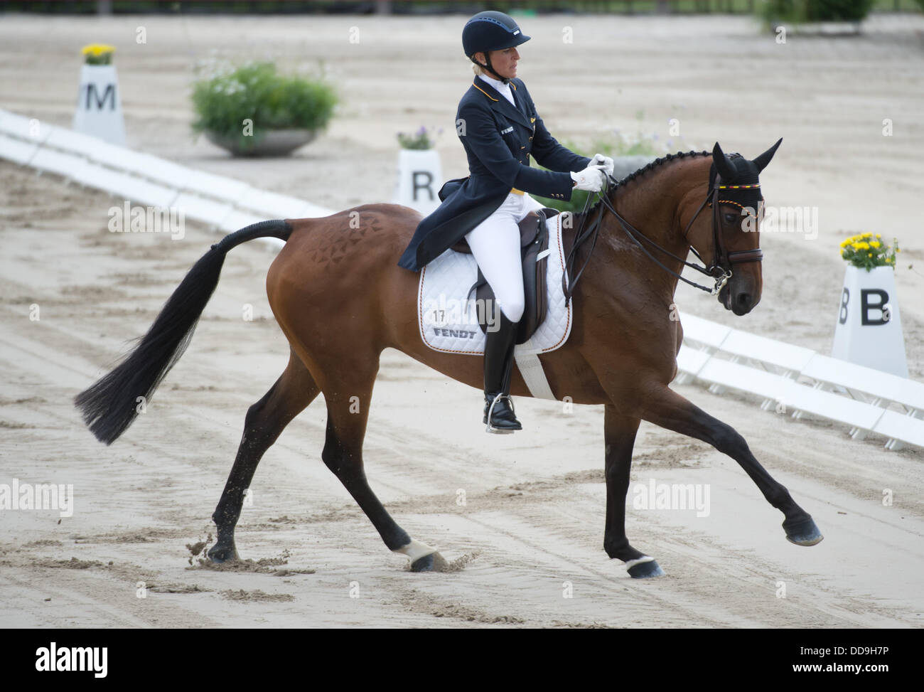 German equestrian Ingrid Klimke in action on her horse Escada during ...