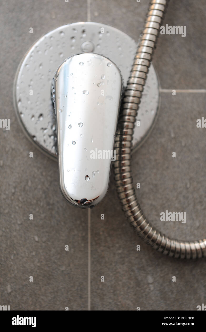 Hot cold water faucet Stock Photo