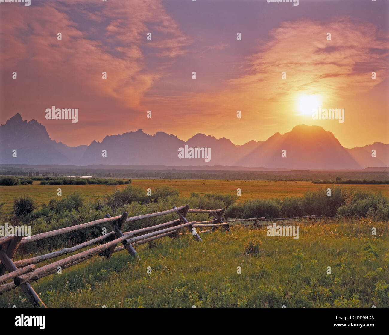 Sunset over the Grand Teton from the sagebrush flats. Grand Teton