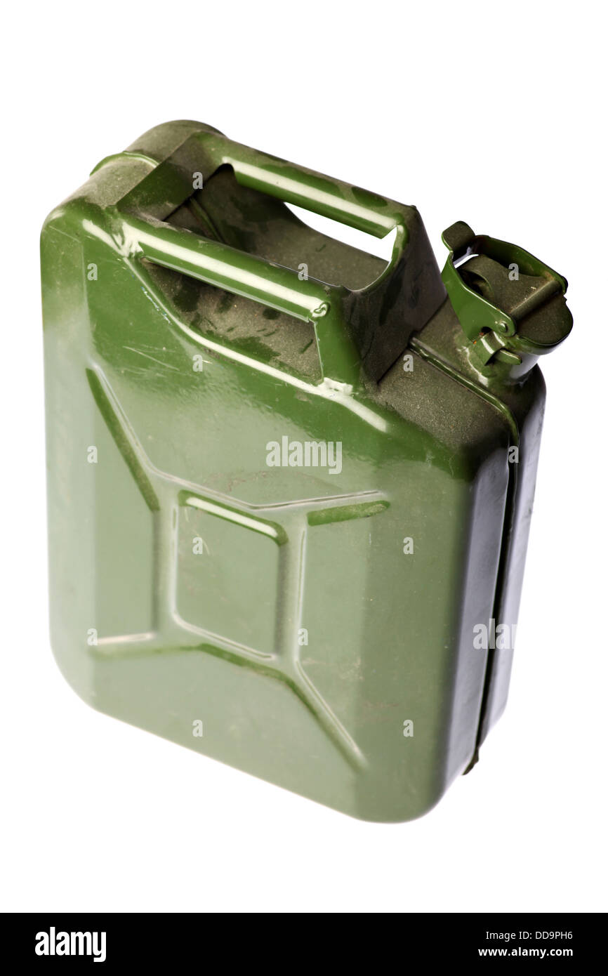 A green vintage and dirty jerrycan isolated on white Stock Photo Alamy