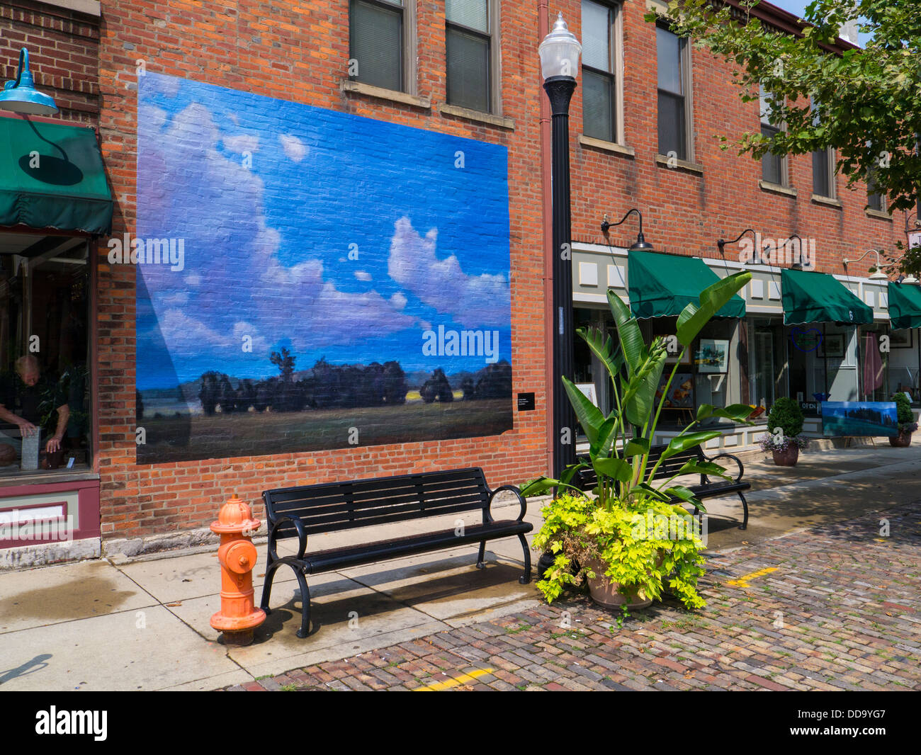 Murals painted on buildings in Short North area of Columbus Ohio United States Stock Photo