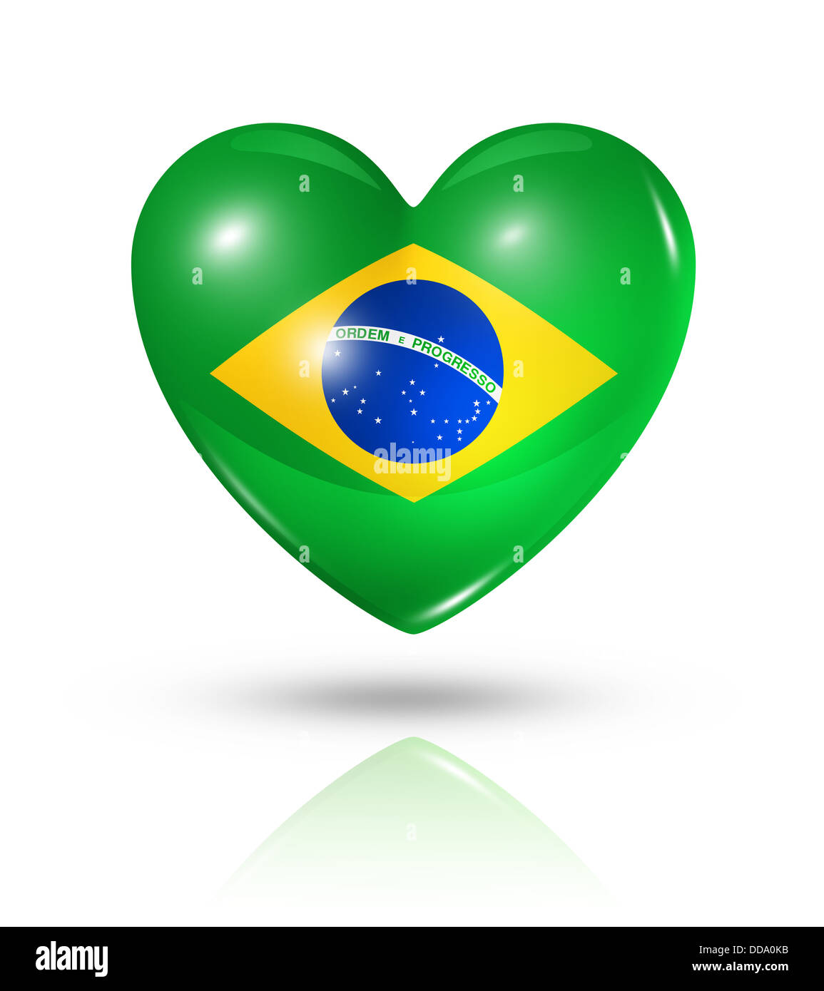 Love Brazil symbol. 3D heart flag icon isolated on white Stock Photo