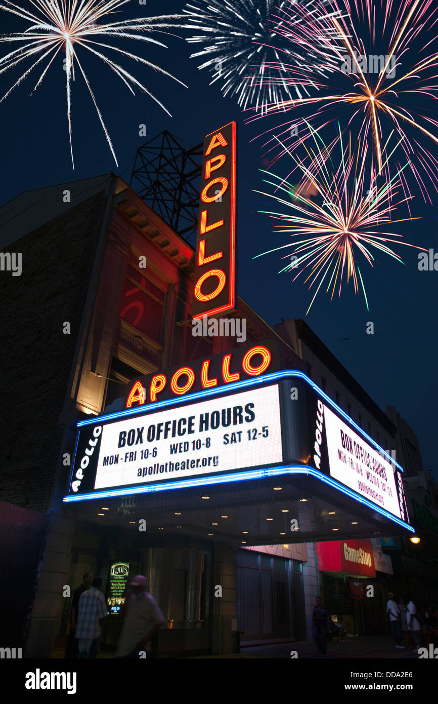 APOLLO THEATER SIGNS 125TH STREET HARLEM MANHATTAN NEW YORK CITY USA Stock Photo