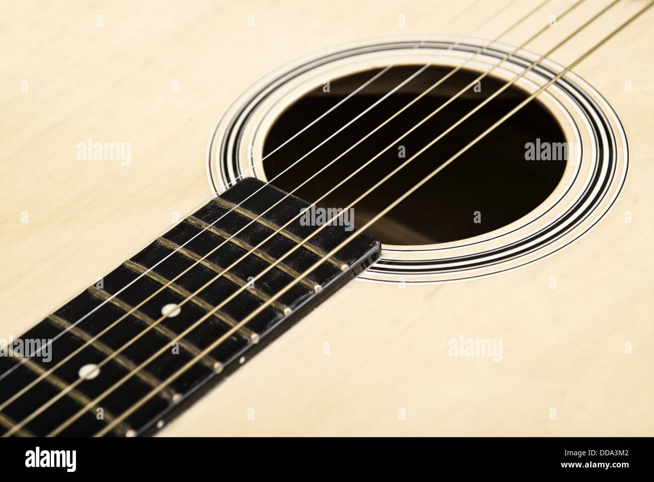 Acoustic guitar rosette and sound hole. Stock Photo
