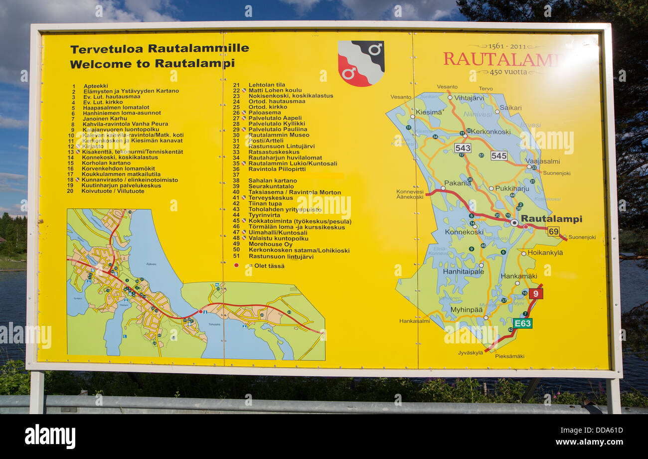 Rautalampi city map and info board , Finland Stock Photo