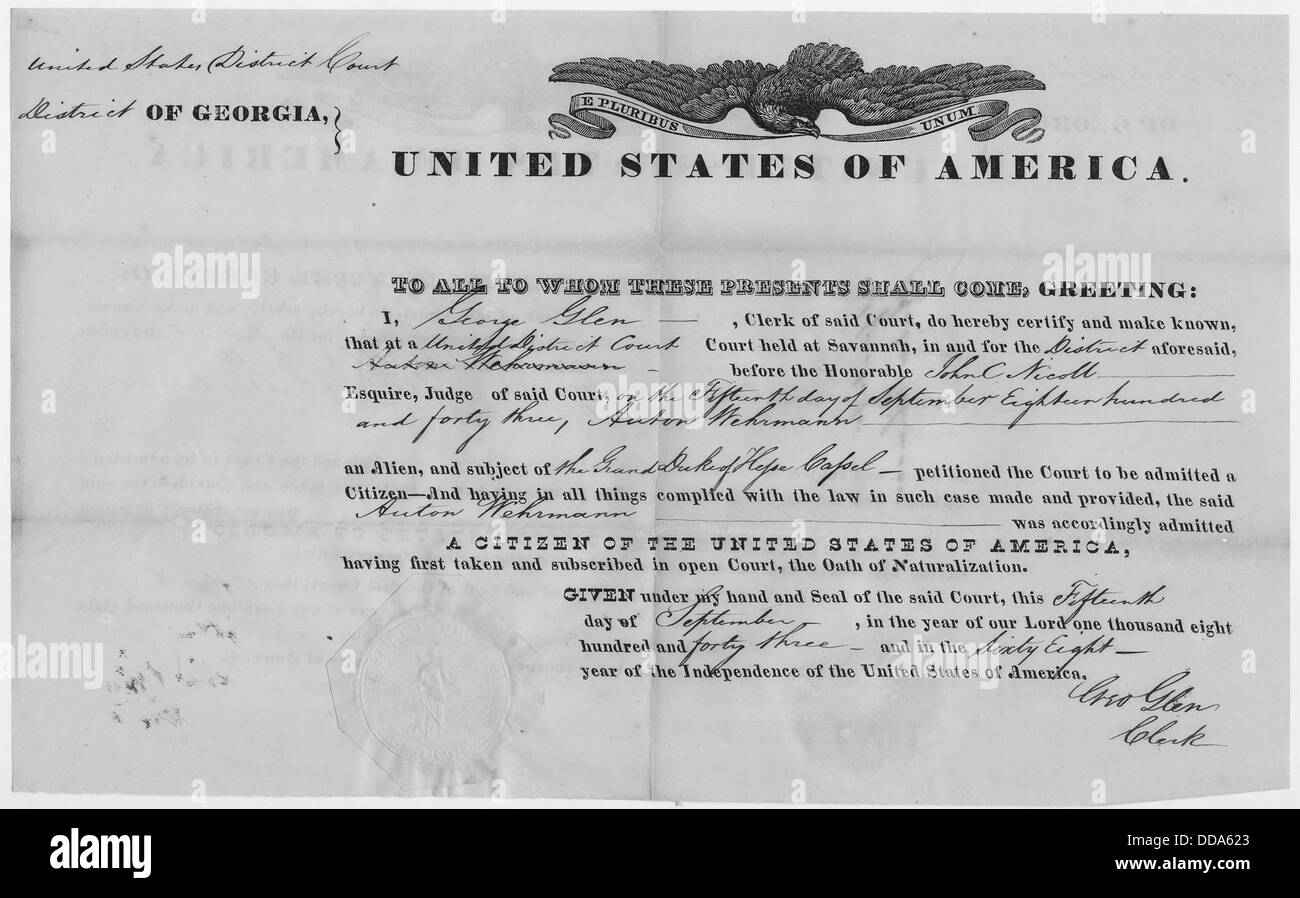 The naturalization petition of Anton Wehrmann. - - 279277 Stock Photo