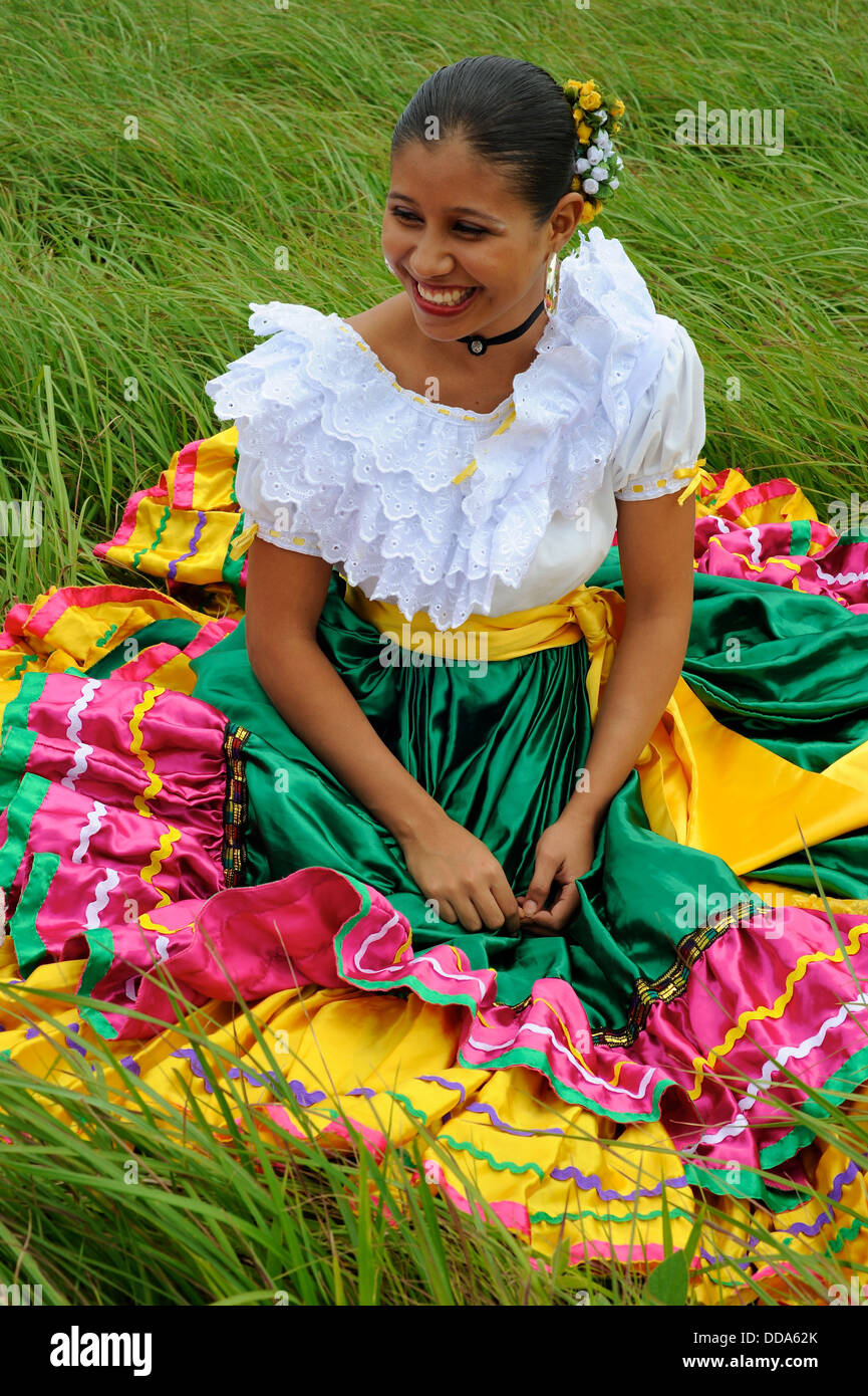 Portrait of a young Costa Rican woman in local dress Stock Photo - Alamy