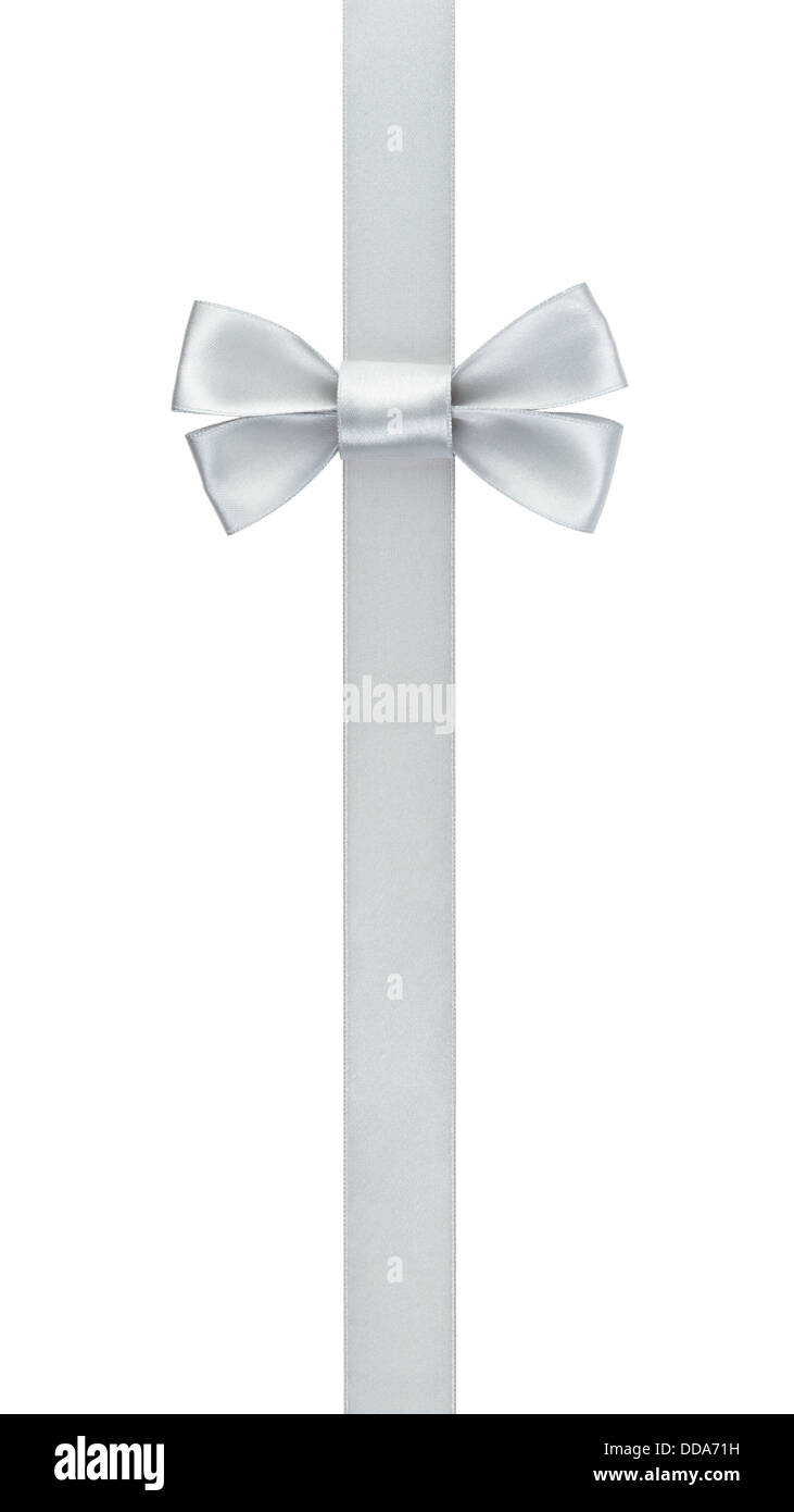 silver ribbon bow border, isolated on white Stock Photo - Alamy