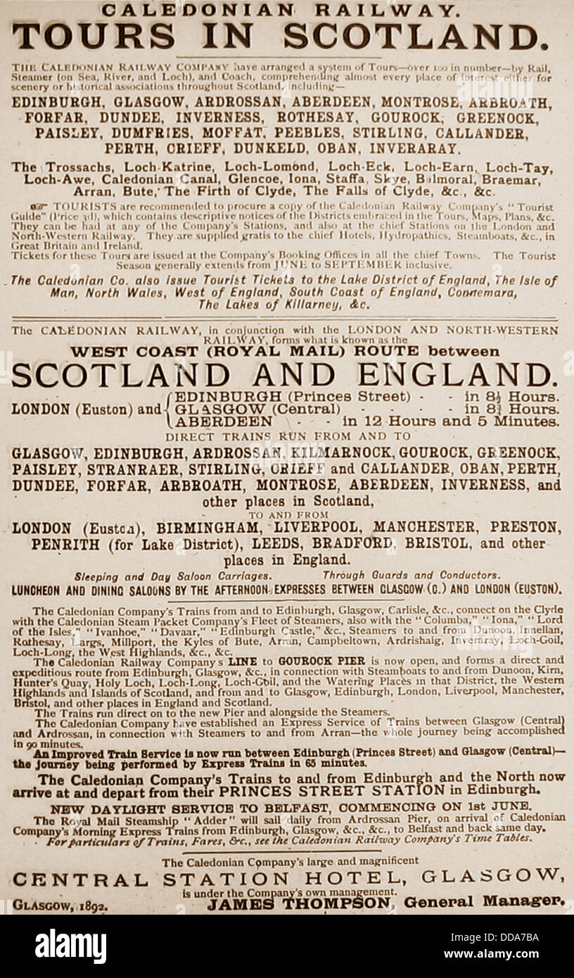Caledonian Railway Poster 1892 Stock Photo