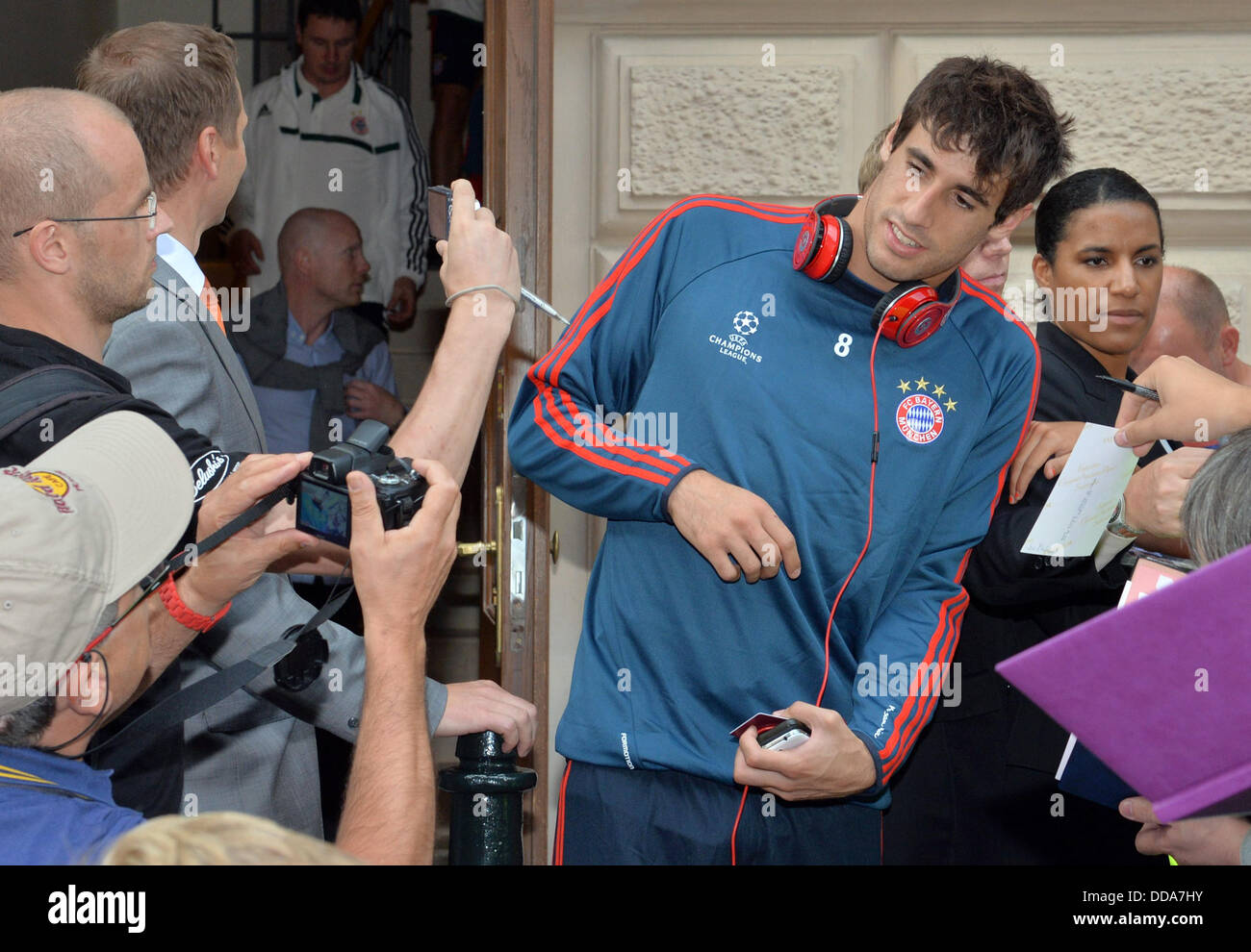 Prague, Czech Republic. 29th Aug, 2013. Bayern Munich´s Javi Martinez pictured in front of Mandarin Oriental hotel ahead of the training session in Prague, Thursday, Aug. 29, 2013. FC Bayern Munich faces FC Chelsea in Super Cup soccer match on Friday Aug. 30. Credit:  Michal Dolezal/CTK Photo/Alamy Live News Stock Photo